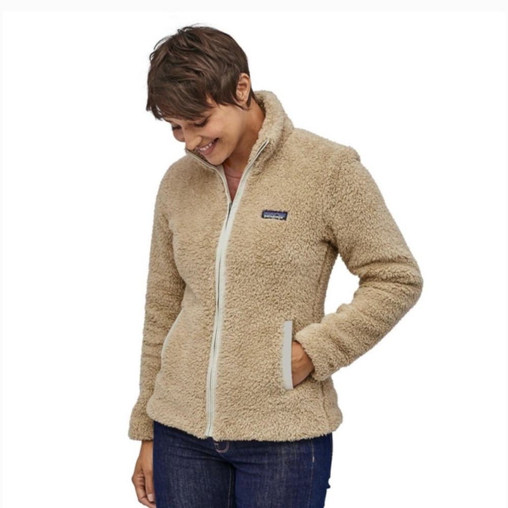 Patagonia Women Los Gatos Fleece Jacket M Teddy Beige Outdoor Cabincore Granola